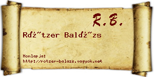 Rötzer Balázs névjegykártya